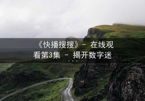 《快播搜搜》- 在线观看第3集 - 揭开数字迷宫的致命真相