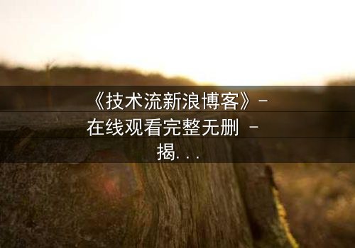 《技术流新浪博客》- 在线观看完整无删 - 揭秘数字时代的生存密码