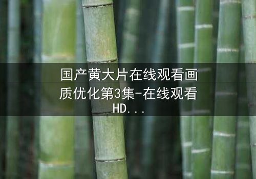 国产黄大片在线观看画质优化第3集-在线观看HD中字版 - 当欲望与高清画质碰撞,谁能抗拒?