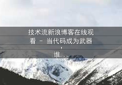 技术流新浪博客在线观看 - 当代码成为武器,谁将主宰数字战场?