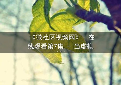 《微社区视频网》- 在线观看第7集 - 当虚拟社区成为致命陷阱
