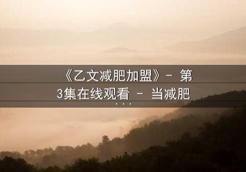 《乙文减肥加盟》- 第3集在线观看 - 当减肥梦想遭遇加盟陷阱,谁能全身而退?