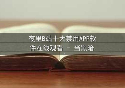 夜里B站十大禁用APP软件在线观看 - 当黑暗中的APP解锁了禁忌之门