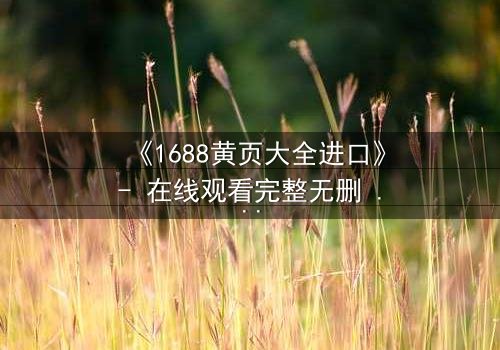 《1688黄页大全进口》- 在线观看完整无删 - 揭开进口贸易的致命陷阱