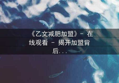 《乙文减肥加盟》- 在线观看 - 揭开加盟背后的惊天内幕