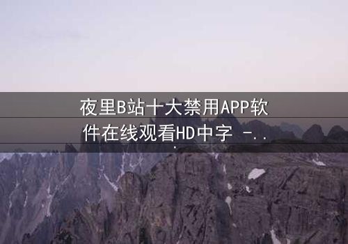 夜里B站十大禁用APP软件在线观看HD中字 - 揭秘深夜禁播的真相