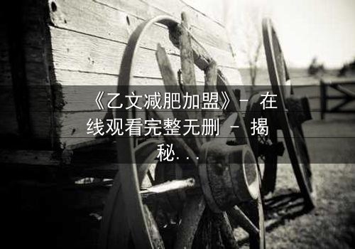 《乙文减肥加盟》- 在线观看完整无删 - 揭秘加盟背后的致命陷阱