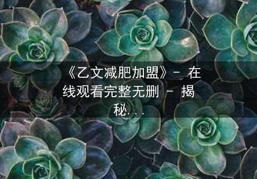 《乙文减肥加盟》- 在线观看完整无删 - 揭秘加盟背后的惊天骗局