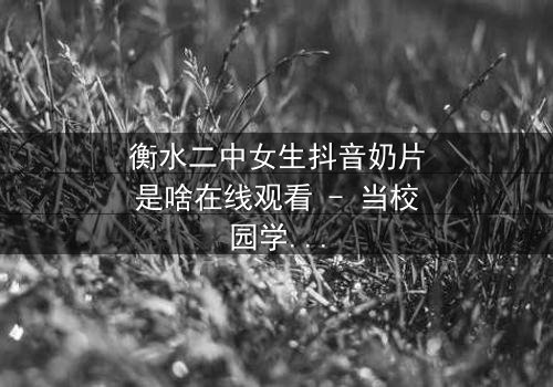 衡水二中女生抖音奶片是啥在线观看 - 当校园学霸遇上网络风暴,真相令人窒息!