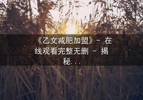 《乙文减肥加盟》- 在线观看完整无删 - 揭秘加盟背后的惊天骗局