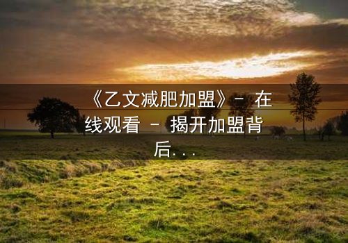 《乙文减肥加盟》- 在线观看 - 揭开加盟背后的致命陷阱