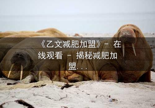 《乙文减肥加盟》- 在线观看 - 揭秘减肥加盟背后的惊天阴谋