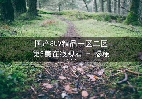 国产SUV精品一区二区第3集在线观看 - 揭秘隐藏的家族秘密与生死对决