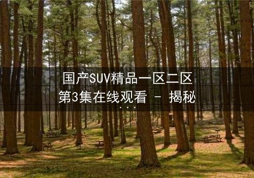国产SUV精品一区二区第3集在线观看 - 揭秘隐藏的家族秘密与生死较量